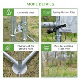 image-Chicken Run One Room Galvanised Chicken Coop Hen House w/ Cover 2.8 x 1.9 x 2m