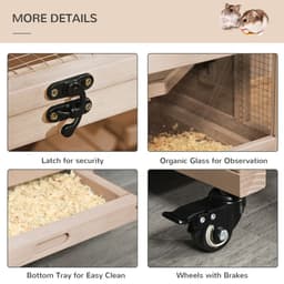 image-3-Tier Wooden Hamster Cage, Roden Small Animals Hutch, Ladders, Natural Wood