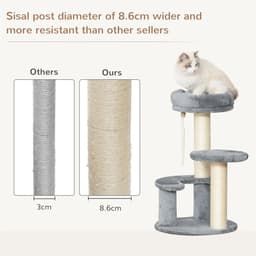 image-Cat Tree Scratcher Kitty Activity Play Center Post 2 Perch w/ Hanging Sisal Rope
