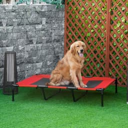 image-Cooling Elevated Dog Bed Portable Raised Pet Cot for Indoor & Outdoor, Red