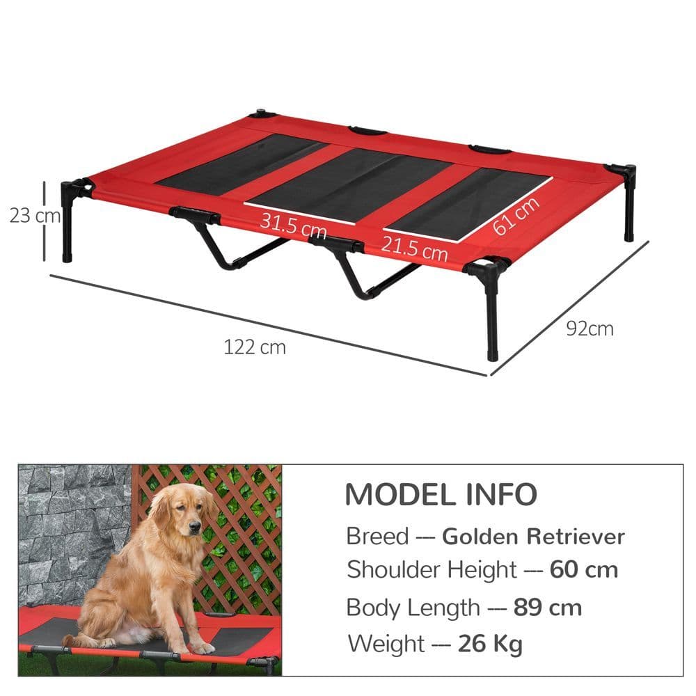 image-Cooling Elevated Dog Bed Portable Raised Pet Cot for Indoor & Outdoor, Red