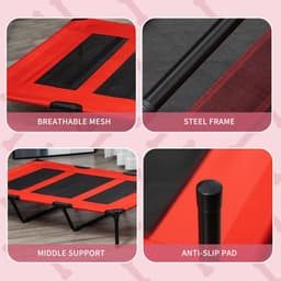 image-Cooling Elevated Dog Bed Portable Raised Pet Cot for Indoor & Outdoor, Red