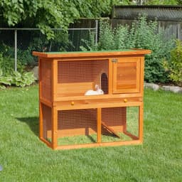 image-2-tier Rabbit Hutch Small Animal Wooden Bunnies House Outdoor Backyard 2 Sizes