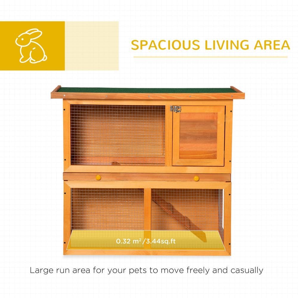 image-2-tier Rabbit Hutch Small Animal Wooden Bunnies House Outdoor Backyard 2 Sizes