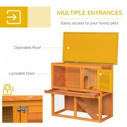 image-2-tier Rabbit Hutch Small Animal Wooden Bunnies House Outdoor Backyard 2 Sizes