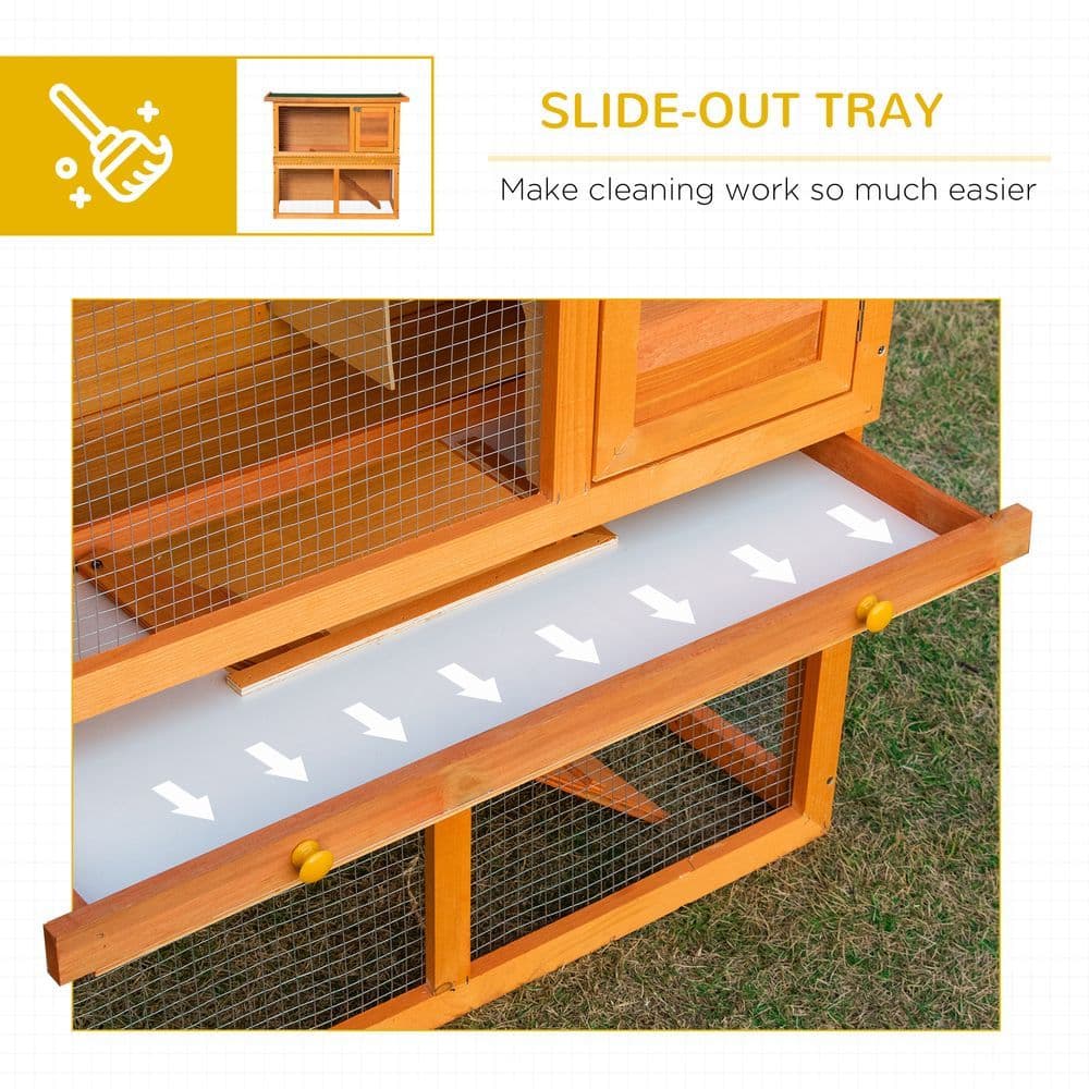 image-2-tier Rabbit Hutch Small Animal Wooden Bunnies House Outdoor Backyard 2 Sizes