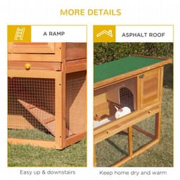image-2-tier Rabbit Hutch Small Animal Wooden Bunnies House Outdoor Backyard 2 Sizes