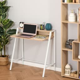 image-Computer Workstation Storage Shelf Color White and Oak