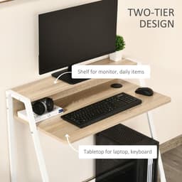 image-Computer Workstation Storage Shelf Color White and Oak