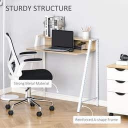 image-Computer Workstation Storage Shelf Color White and Oak