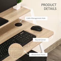image-Computer Workstation Storage Shelf Color White and Oak