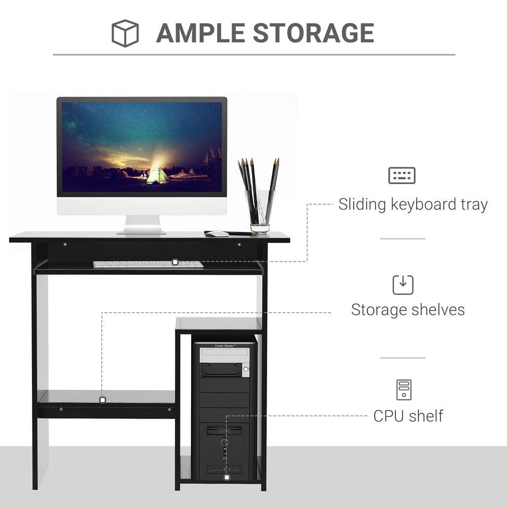 image-Computer Desk, 73.5H cm-Black