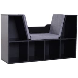 image-Sideboard Bookcase Storage Reading Seat w/Cushion Unit Kids Children Black