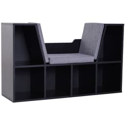 image-Sideboard Bookcase Storage Reading Seat w/Cushion Unit Kids Children Black