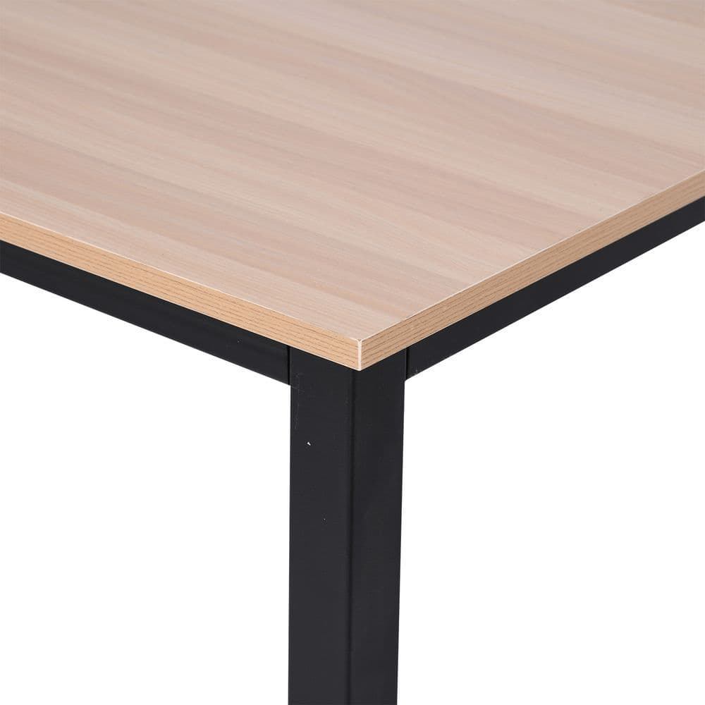 image-Computer Desk W/ Black Metal Frame MDF, 120W x 60D x 76Hcm-Oak Grain Tone