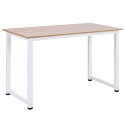 image-Computer Desk W/ White Metal Frame MDF, 120W x 60D x 76Hcm-Oak Grain Tone