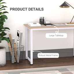 image-Computer Desk W/ White Metal Frame MDF, 120W x 60D x 76Hcm-Oak Grain Tone