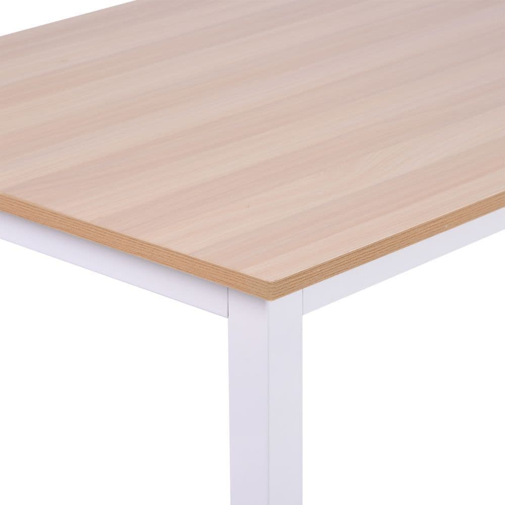 image-Computer Desk W/ White Metal Frame MDF, 120W x 60D x 76Hcm-Oak Grain Tone