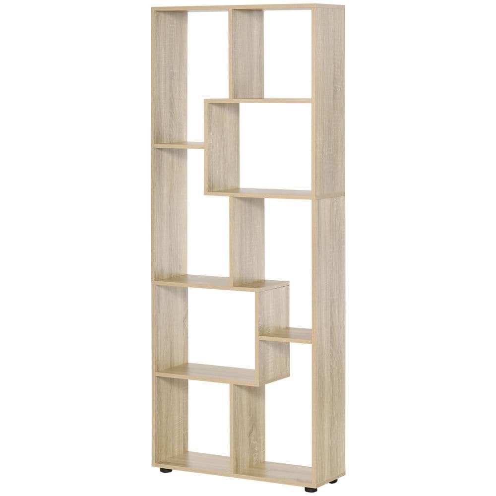 image-178cm 8-Shelf Bookcase w/ Melamine Surface Oak Tone Multipurpose 8-Grid