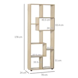 image-178cm 8-Shelf Bookcase w/ Melamine Surface Oak Tone Multipurpose 8-Grid