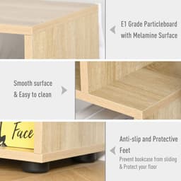 image-178cm 8-Shelf Bookcase w/ Melamine Surface Oak Tone Multipurpose 8-Grid