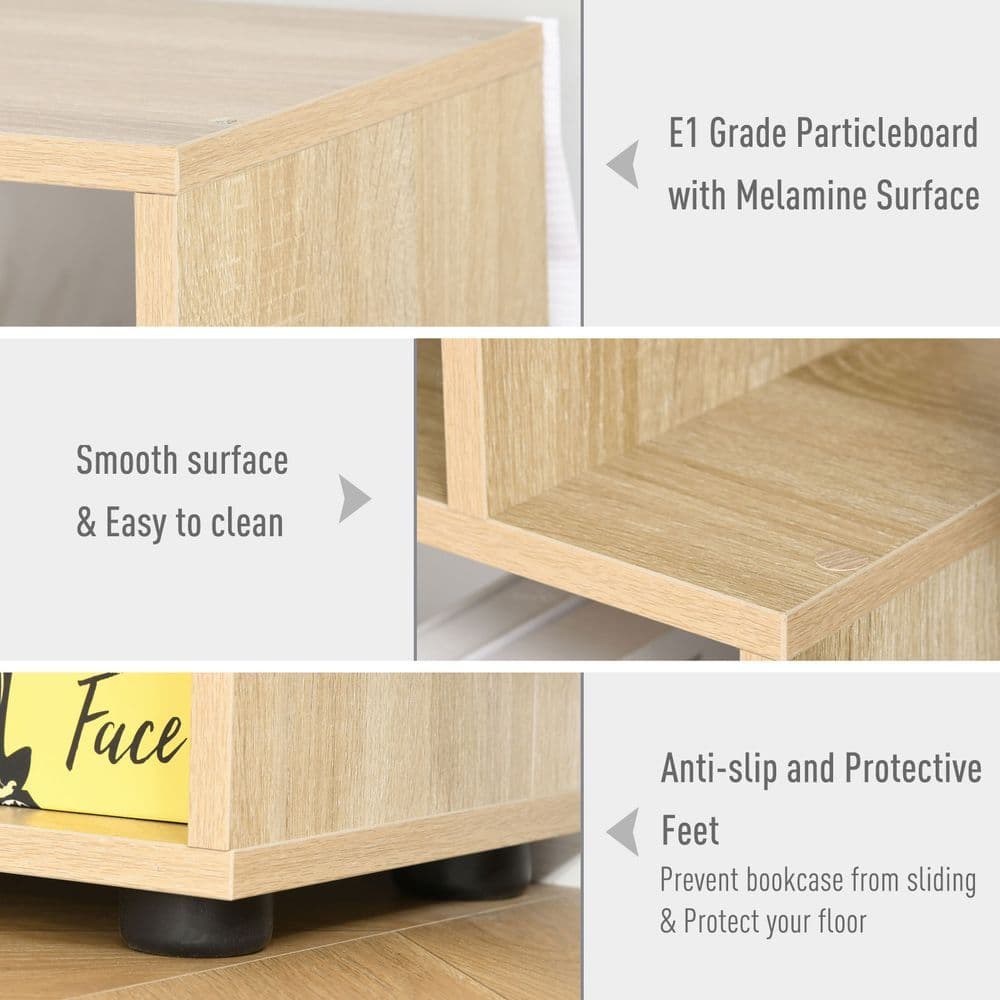 image-178cm 8-Shelf Bookcase w/ Melamine Surface Oak Tone Multipurpose 8-Grid