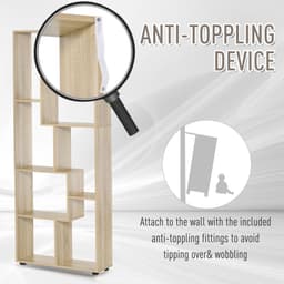 image-178cm 8-Shelf Bookcase w/ Melamine Surface Oak Tone Multipurpose 8-Grid