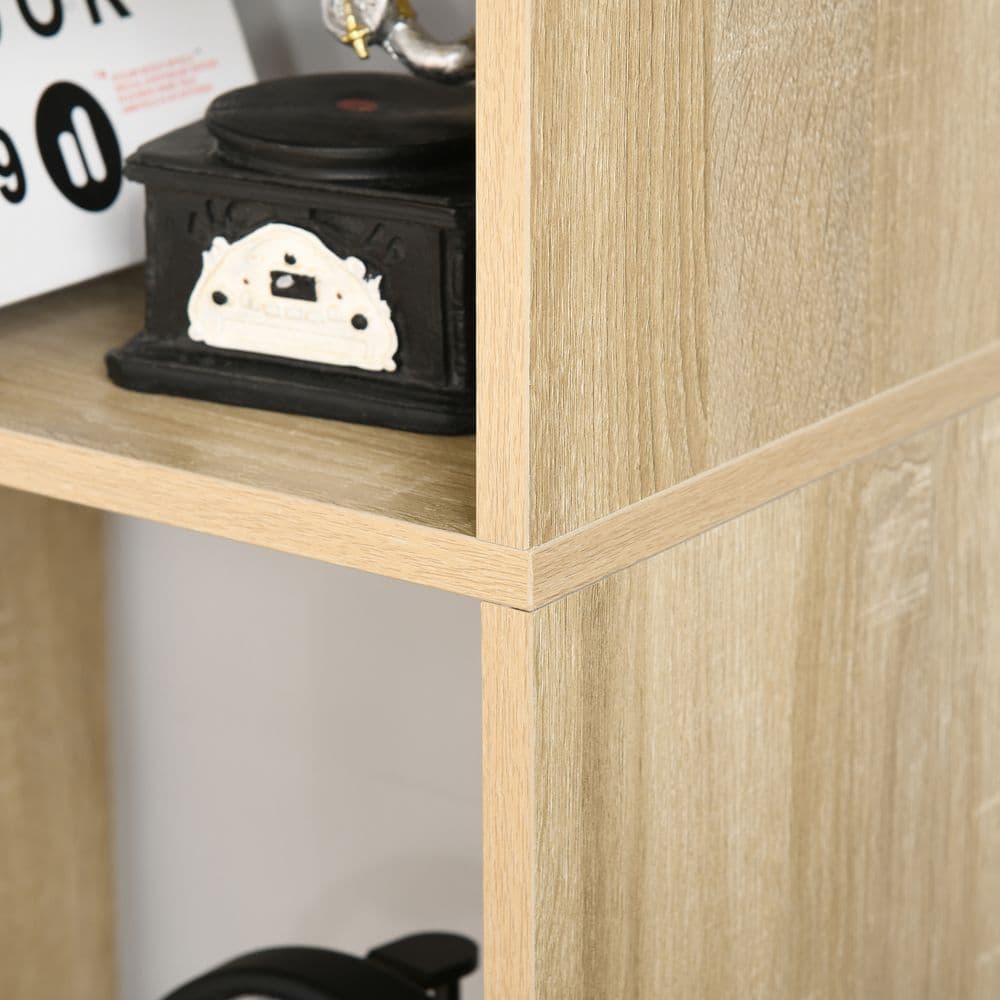 image-178cm 8-Shelf Bookcase w/ Melamine Surface Oak Tone Multipurpose 8-Grid