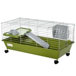 image-89cm Small Animal Home Cage for Rabbit Ferret Chinchilla w/ Wheels Green