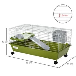 image-89cm Small Animal Home Cage for Rabbit Ferret Chinchilla w/ Wheels Green