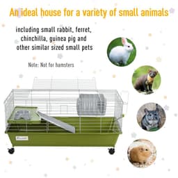 image-89cm Small Animal Home Cage for Rabbit Ferret Chinchilla w/ Wheels Green