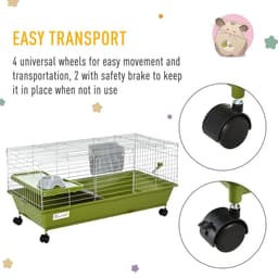 image-89cm Small Animal Home Cage for Rabbit Ferret Chinchilla w/ Wheels Green