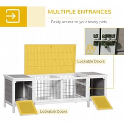 image-Indoor Rabbit Hutch Separable Guinea Pig Cage Bunny Run w/ Slide Out Tray - Grey