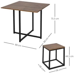 image-MDF Topped Steel 5-Piece Dining Set Dining Table with 4 Stools Black/Brown