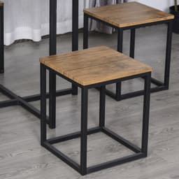 image-MDF Topped Steel 5-Piece Dining Set Dining Table with 4 Stools Black/Brown
