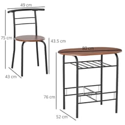 image-MDF 2-Seater Bar Stool and Table Set w/ Bottle Storage Shelf Wood Tone
