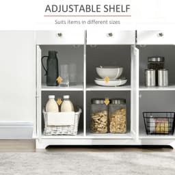 image-Sideboard with Rubberwood Top, Buffet Drawers and Adjustable Shelves White