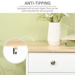 image-Sideboard with Rubberwood Top, Buffet Drawers and Adjustable Shelves White