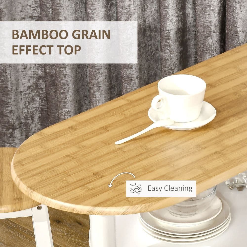 image-3 Piece Bar Table Set, Breakfast and Stools Wine Rack Natural White