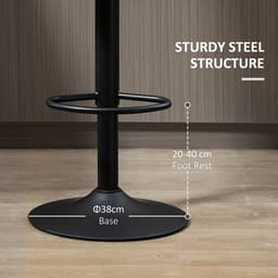 image-Set of 2, Barstools with Footrest and Backrest, Steel Frame Gas Lift Brown