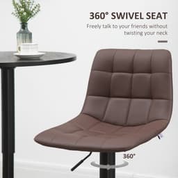 image-Set of 2, Adjustable Stools Swivel and Footrest for Home Pub Area, Brown