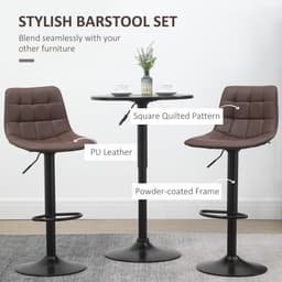 image-Set of 2, Adjustable Stools Swivel and Footrest for Home Pub Area, Brown