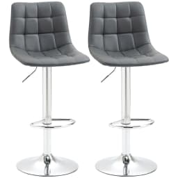 image-Set of 2, Adjustable Breakfast Dining Stools Swivel and Footrest, Grey