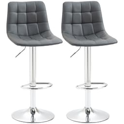 image-Set of 2, Adjustable Breakfast Dining Stools Swivel and Footrest, Grey