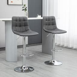 image-Set of 2, Adjustable Breakfast Dining Stools Swivel and Footrest, Grey