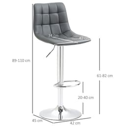 image-Set of 2, Adjustable Breakfast Dining Stools Swivel and Footrest, Grey