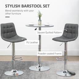 image-Set of 2, Adjustable Breakfast Dining Stools Swivel and Footrest, Grey