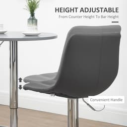 image-Set of 2, Adjustable Breakfast Dining Stools Swivel and Footrest, Grey