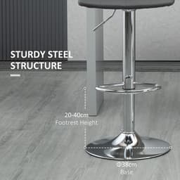 image-Set of 2, Adjustable Breakfast Dining Stools Swivel and Footrest, Grey