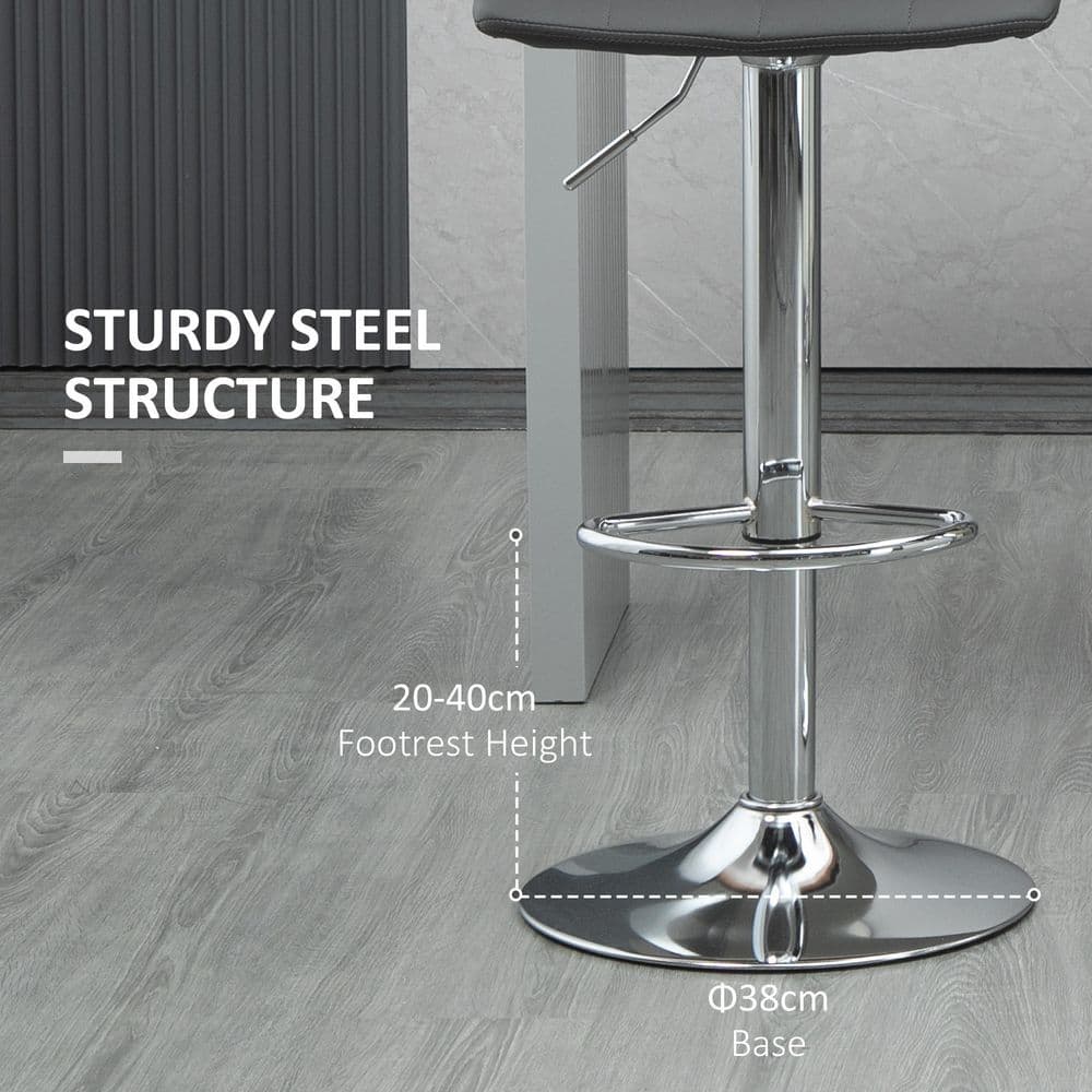 image-Set of 2, Adjustable Breakfast Dining Stools Swivel and Footrest, Grey